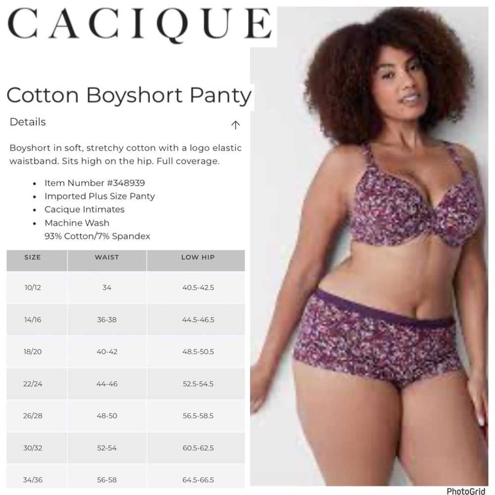 🌟🌟🌟Cacique 22/24 plus size floral cotton boyshort panty NWT